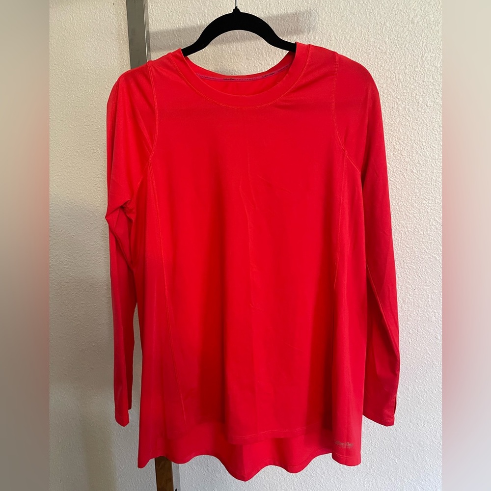 CALVIN KLEIN PERFORMANCE BRIGHT ORANGE LONG SLEEVE SHIRT